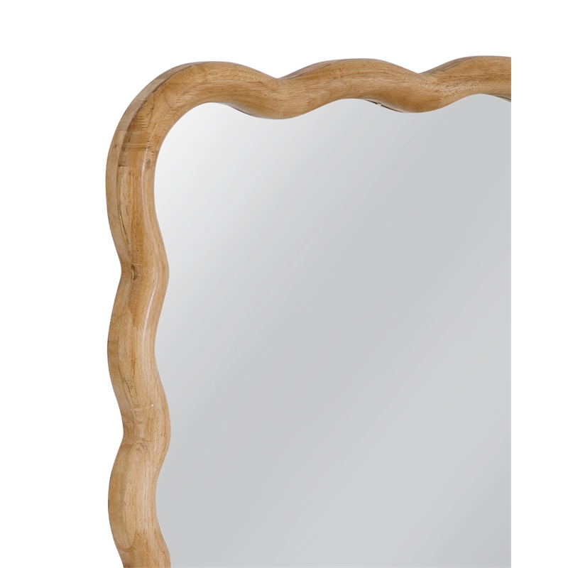 Rider Brown Wood Wavy Wall Mirror Coastal Boho