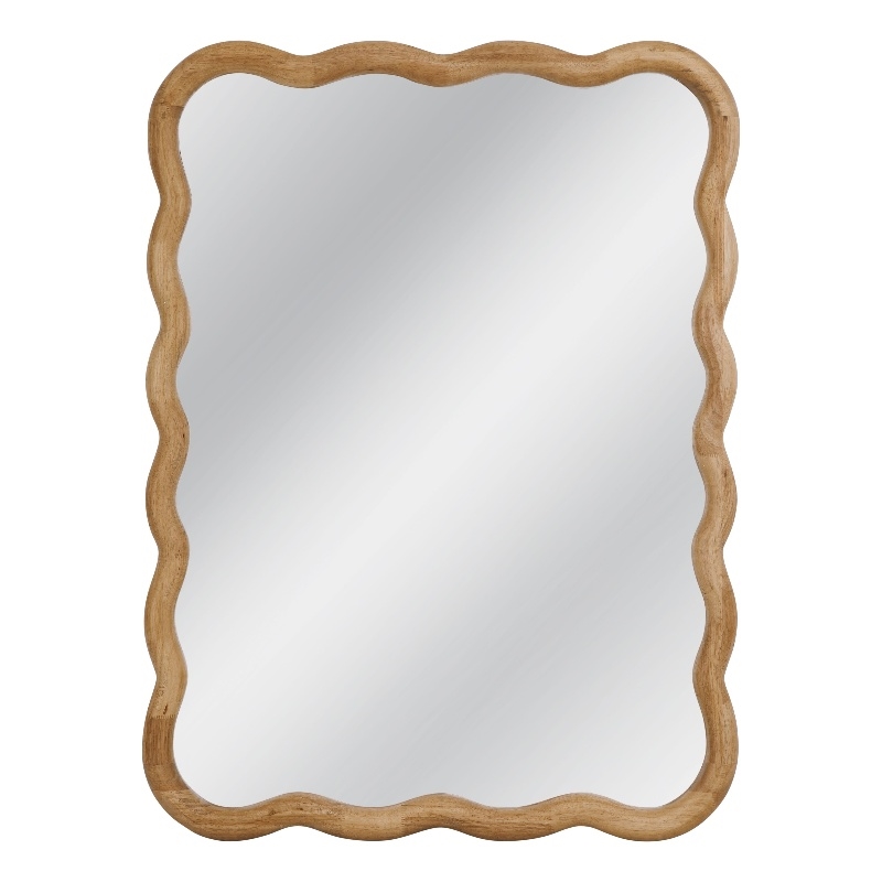 Rider Brown Wood Wavy Wall Mirror Coastal Boho