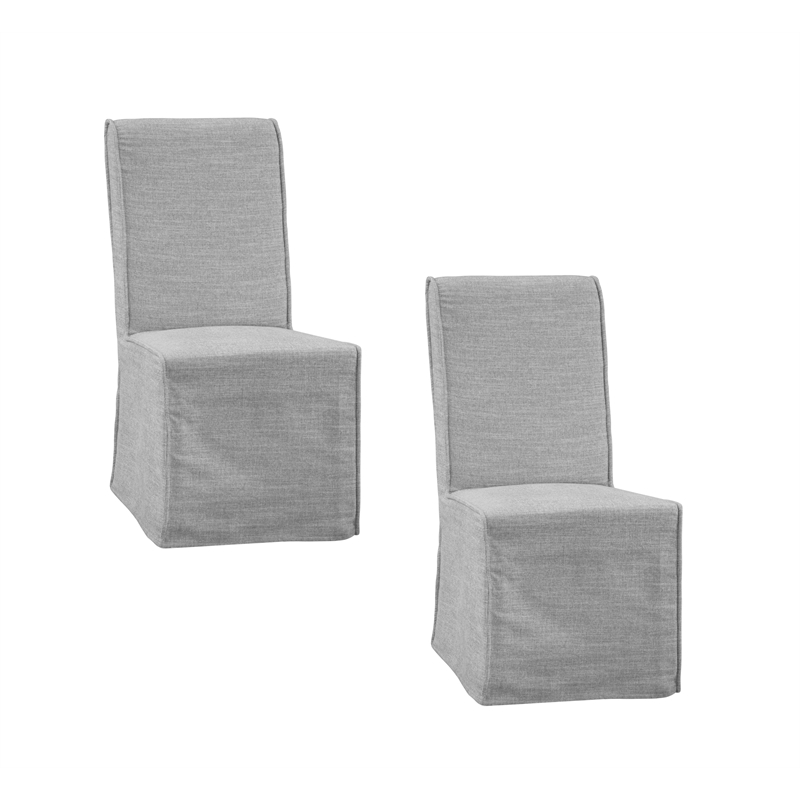 Mackie Hempstead Dove Slipcover Fabric Dining Chair Set of 2