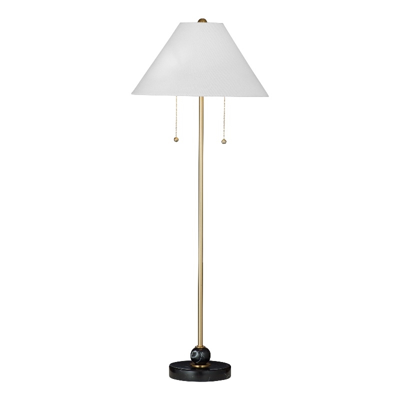 Winfield Black Marble Brass Gold Metal Table Lamp White Shade