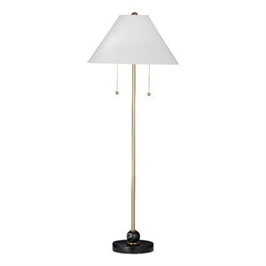 Winfield Black Marble Brass Gold Metal Table Lamp White Shade
