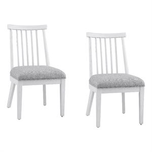 Nadine Bright White Oak Wood  Dining Chair Set of 2