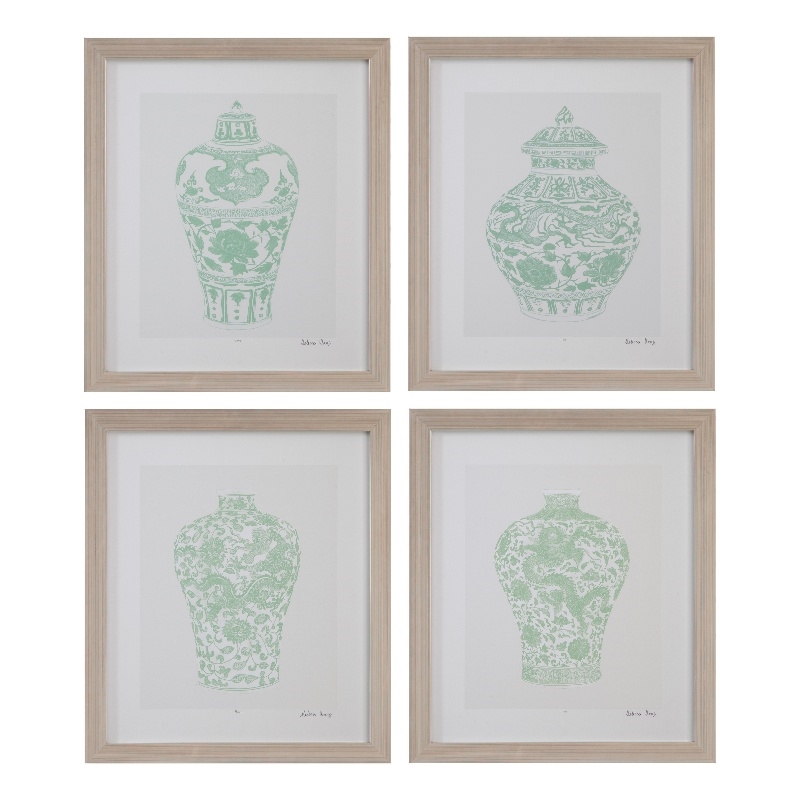Mint Vases Silver Tone Wood Framed Print Set of 4