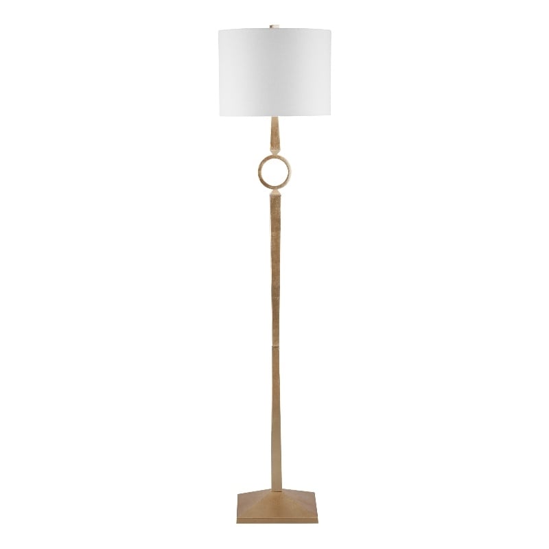 Langley Gold Leaf Metal LED Floor Lamp White Shade