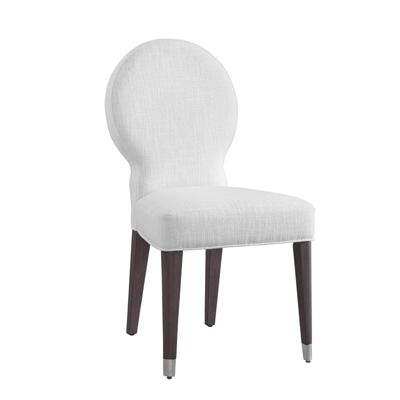 Farrah Porcelain Fabric White Light Oak Dining Chair Set of 2