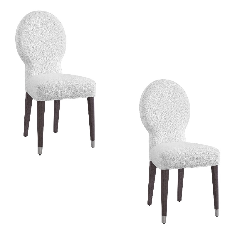 Farrah Porcelain Fabric White Light Oak Dining Chair Set of 2