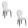 Farrah Porcelain Fabric White Light Oak Dining Chair Set of 2