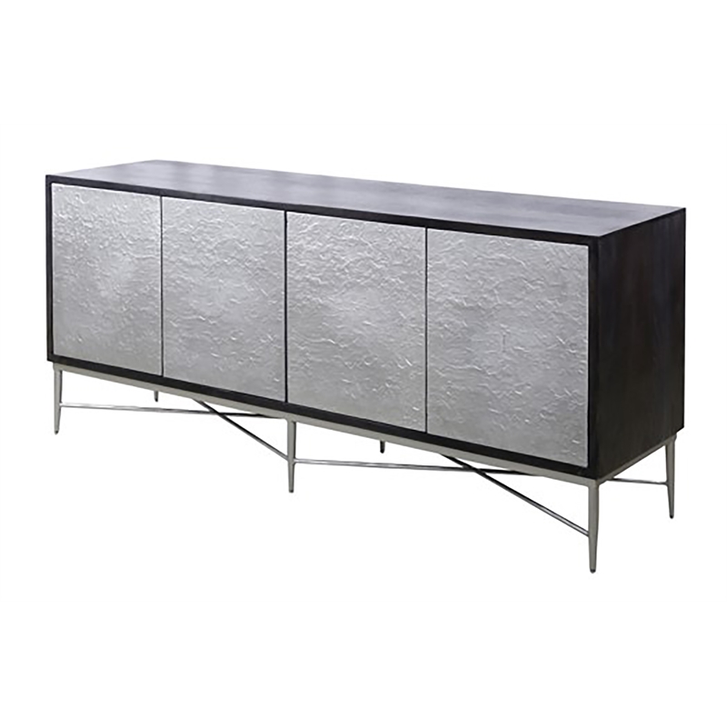 Lumina Server Mango Wood & Cast Aluminum Buffet in Ebony/Nickel Finish
