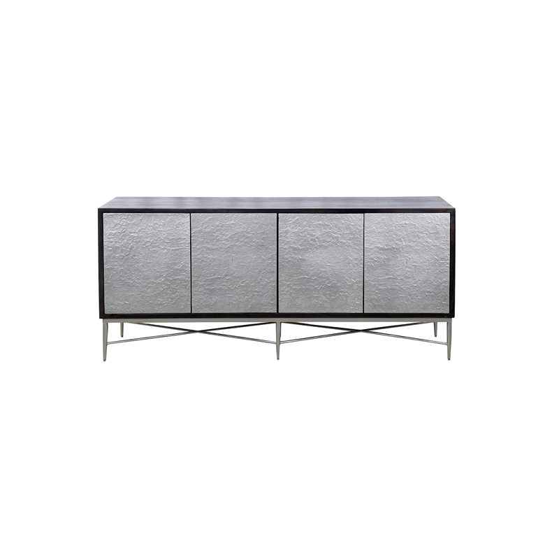 Lumina Server Mango Wood & Cast Aluminum Buffet in Ebony/Nickel Finish