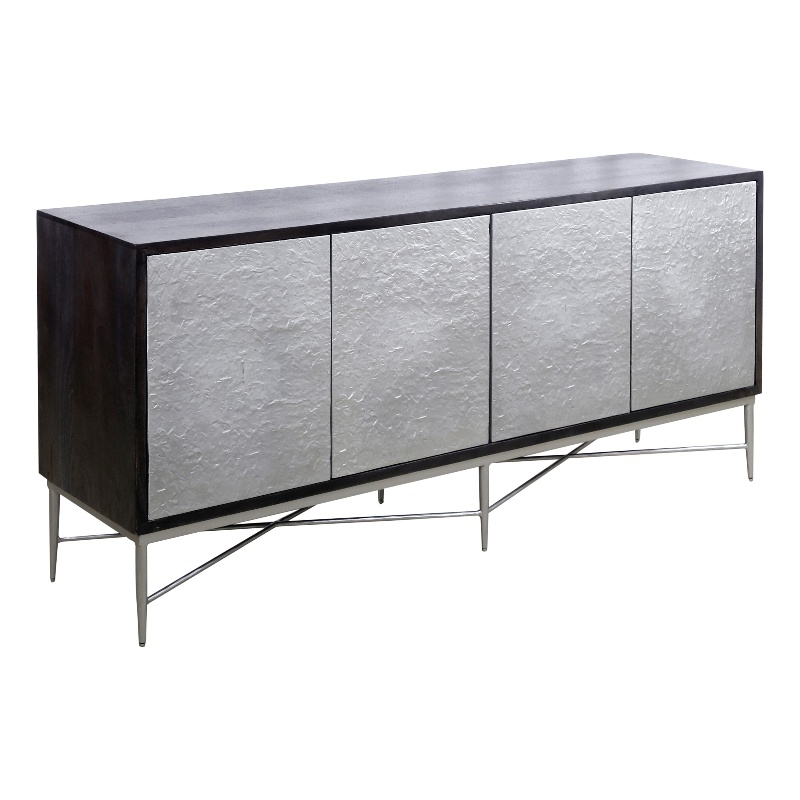 Lumina Server Mango Wood & Cast Aluminum Buffet in Ebony/Nickel Finish