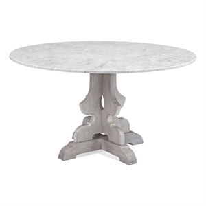 Delaney Marble Dining Table - Silver/White
