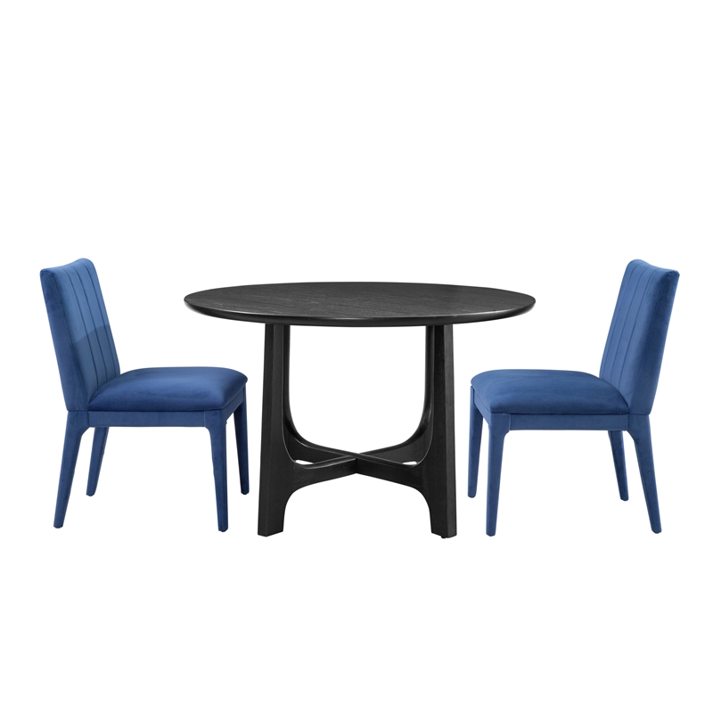 Brianne Navy Blue Velvet Dining Chair Set of 2