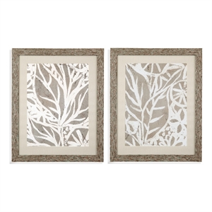 Mudcloth Foliage Framed Print - Set of 2