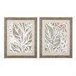 Mudcloth Foliage Brown Wood Framed Print Set of 2