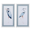 Heron Wood Framed Print - Set of 2 - White/Blue/Clear