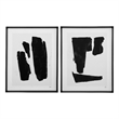 Triple Block Black Wood Framed Print Set of 2 Modern Art
