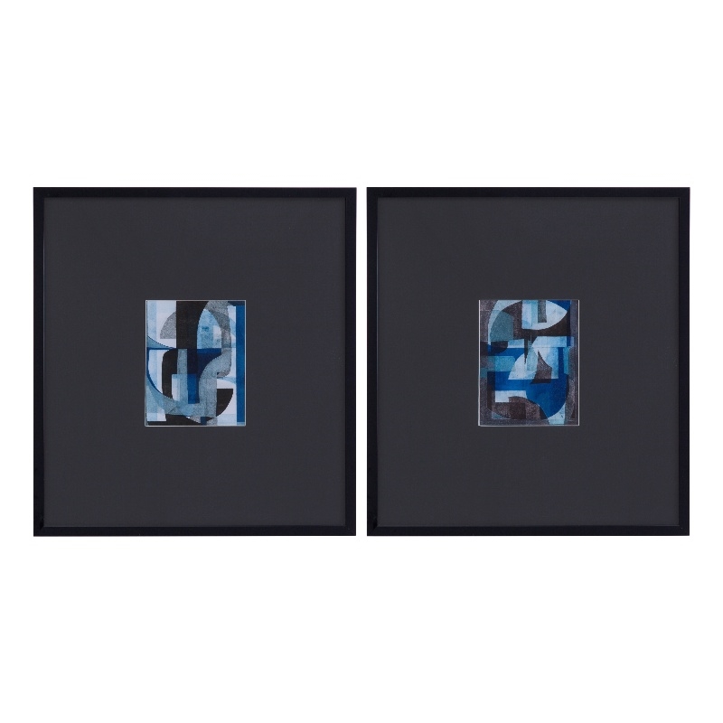 Leo Black Wood Framed Print Set of 2 Modern Wall Art