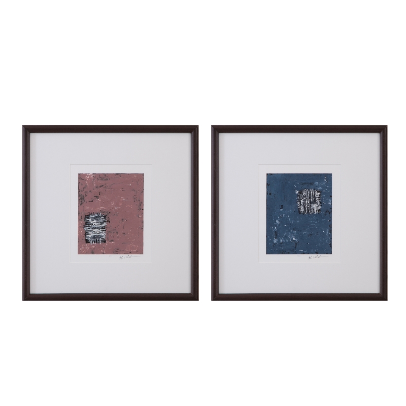 Dual Dichotomy Brown Woodtone Framed Print Set of 4