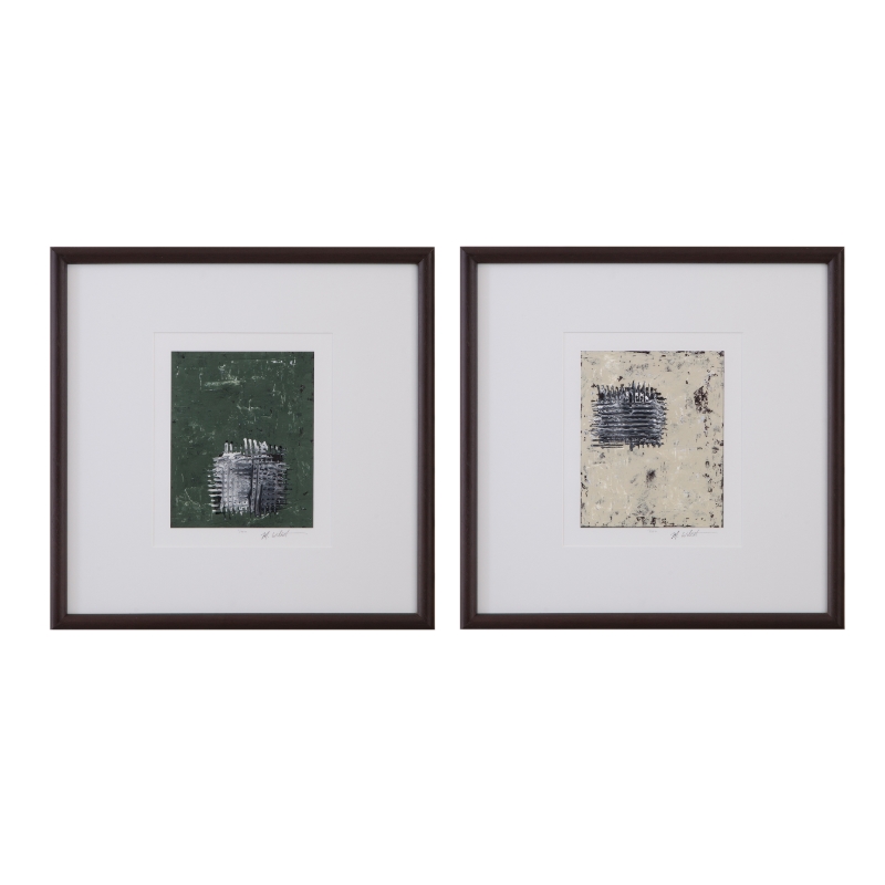 Dual Dichotomy Brown Woodtone Framed Print Set of 4
