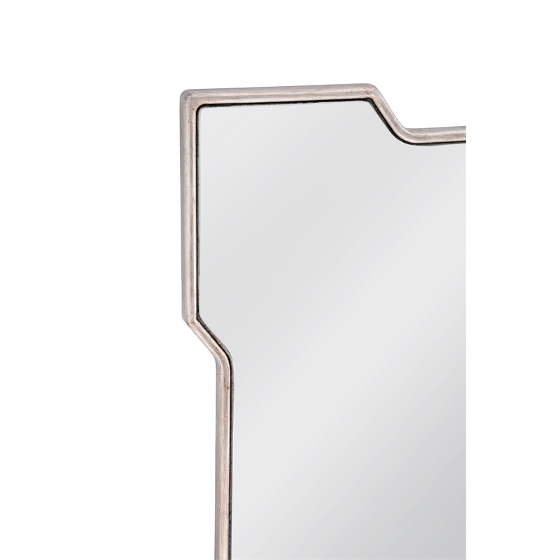 Park Place Silver Leaf Wood Geometric Wall Mirror Rectangular