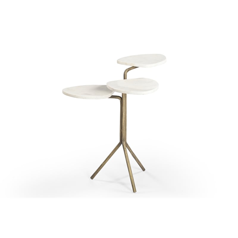 Alpine Gold Marble Three Tier Accent Table