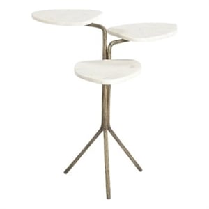 Alpine Gold Marble Three Tier Accent Table