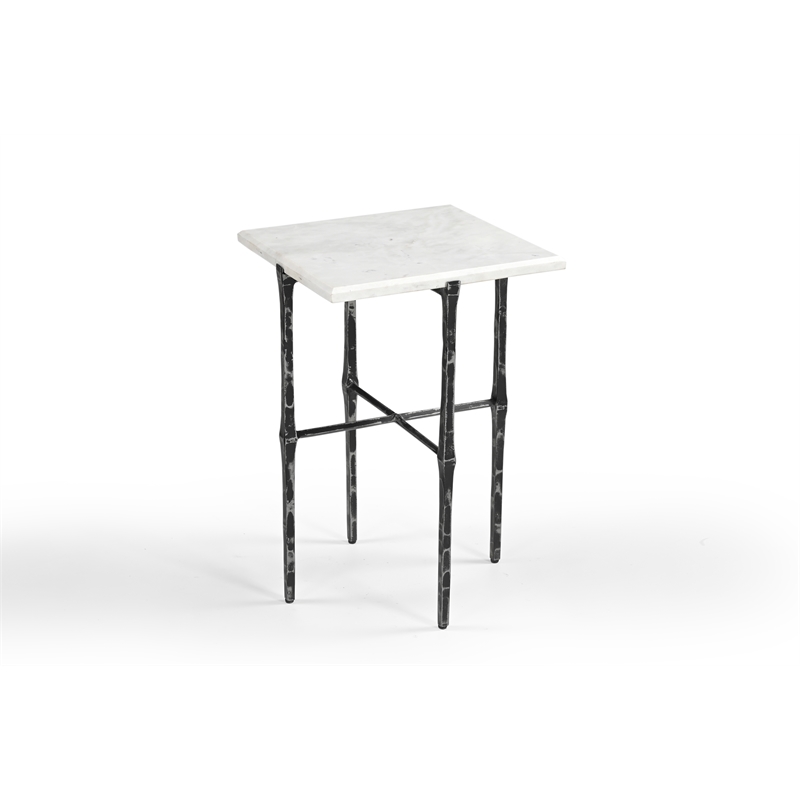 Darcy Nickel Hammered Metal Marble Accent Table