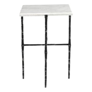 Darcy Nickel Hammered Metal Marble Accent Table