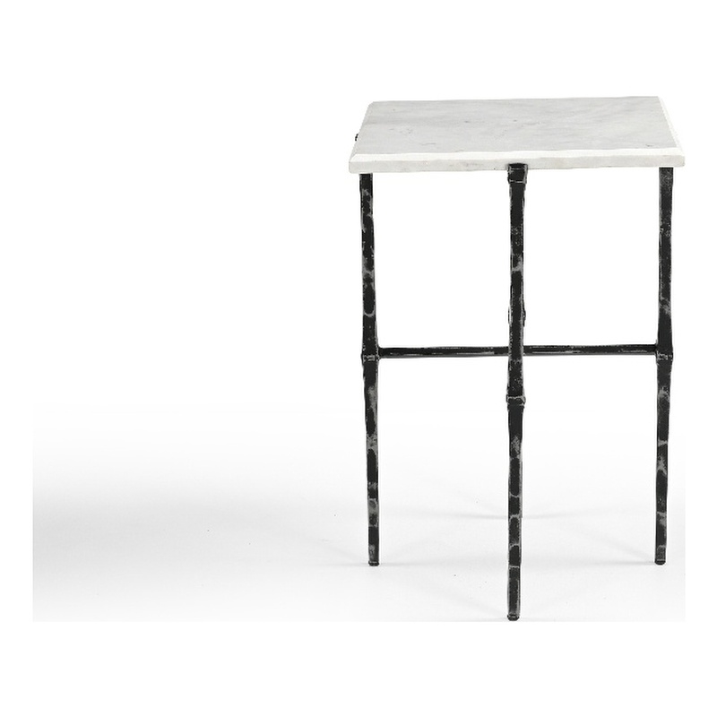 Darcy Nickel Hammered Metal Marble Accent Table