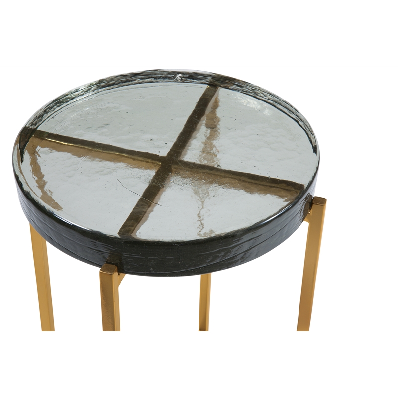 Marilee Gold Metal Cast Glass Accent Table Round