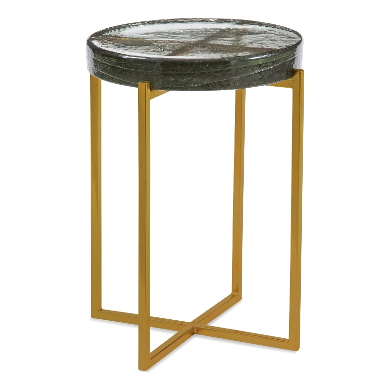Marilee Gold Metal Cast Glass Accent Table Round