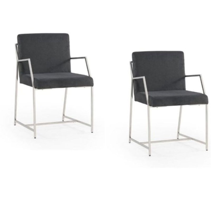 Polygon Stainless Steel Upholstered Dining Chair Set of 2