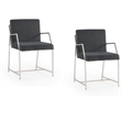 Polygon Stainless Steel Upholstered Dining Chair Set of 2