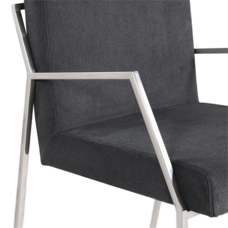 Polygon Stainless Steel Upholstered Dining Chair Set of 2