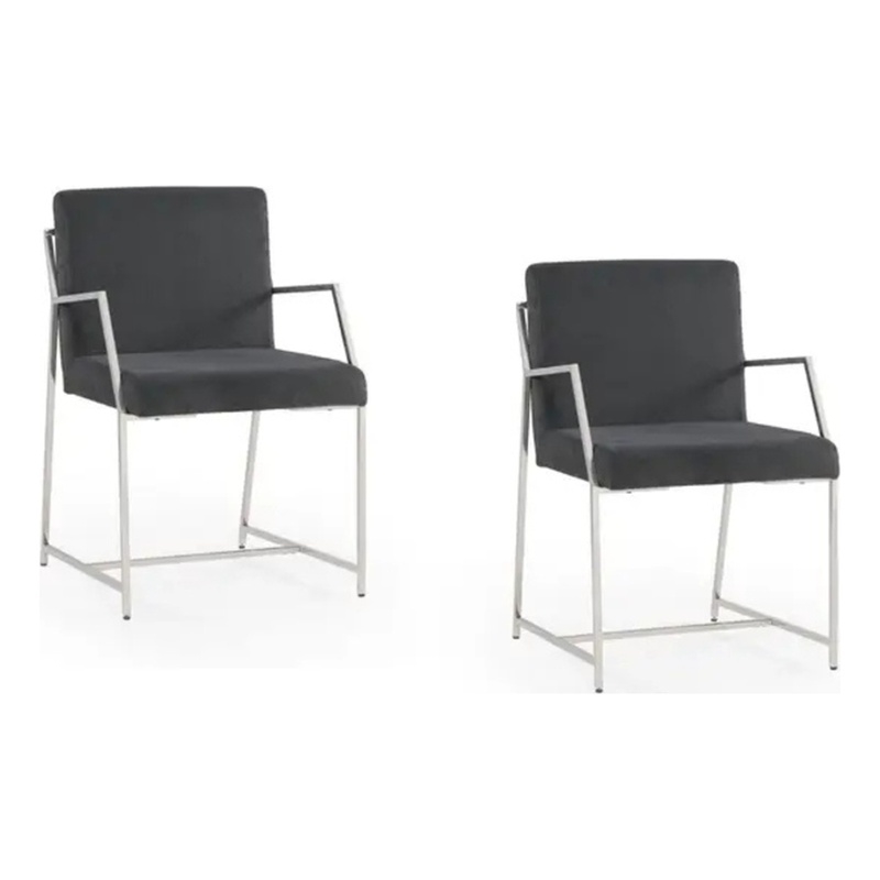 Polygon Stainless Steel Upholstered Dining Chair Set of 2