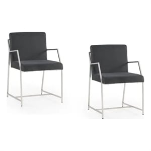 Polygon Stainless Steel Upholstered Dining Chair Set of 2