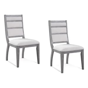 Nylah Upholstered  Light Gray Wood Dining Chair Set of 2 Modern