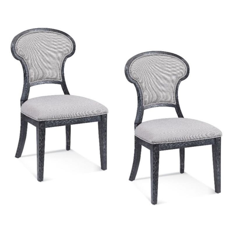 Mateo Black Wood Gray Upholstered Dining Chair Set of 2