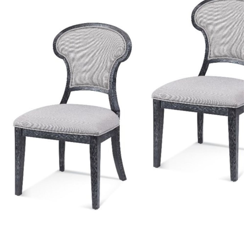 Mateo Black Wood Gray Upholstered Dining Chair Set of 2