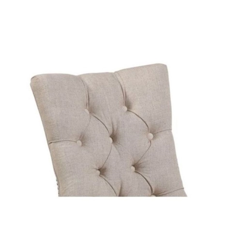 Fortnum Beige II Linen Button Tufted Parsons Wood Chair Set of 2