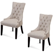 Fortnum Beige II Linen Button Tufted Parsons Wood Chair Set of 2
