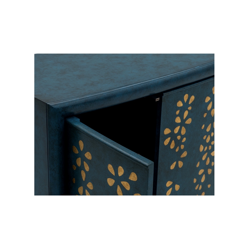 Argento Royal Blue Gold Leaf Hall Cabinet Solid Wood