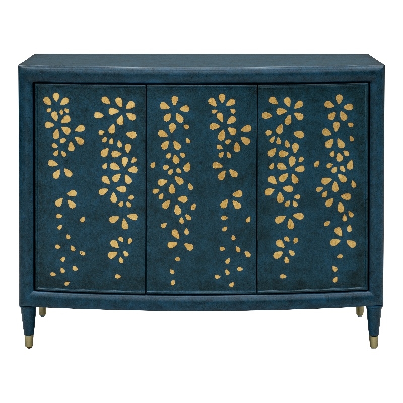 Argento Royal Blue Gold Leaf Hall Cabinet Solid Wood