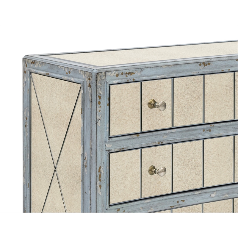 Fontaine Robin Cream Wood  Hall Chest with Mirror Accents