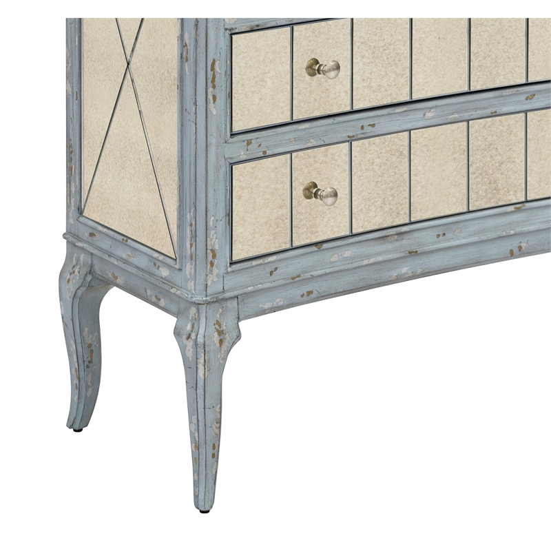 Fontaine Robin Cream Wood  Hall Chest with Mirror Accents