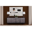Lansing Cerused Grey Oak Tall Bar Cabinet Mirrored Wood Gold