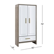 Lansing Cerused Grey Oak Tall Bar Cabinet Mirrored Wood Gold