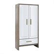 Lansing Cerused Grey Oak Tall Bar Cabinet Mirrored Wood Gold