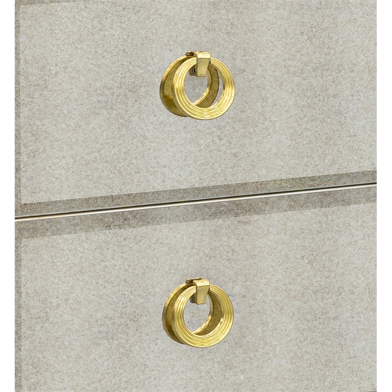 Kiara Antique Cream Hall Chest Mirrored Accent Storage Wood Cabinet