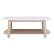 Horizons White Marble White Oak Coffee Table with Casters